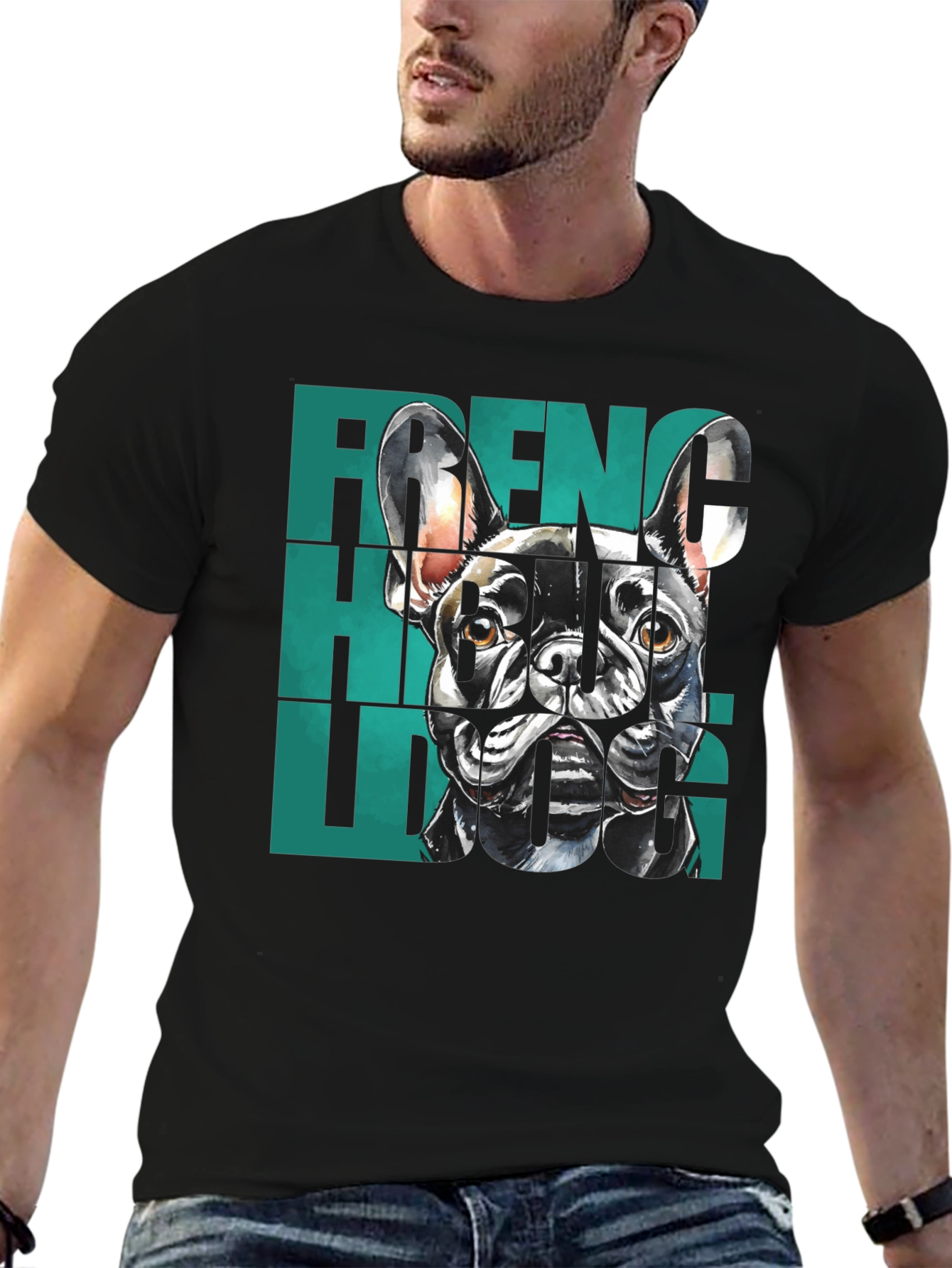 French Bulldog Graphic Tee - Stylish Mens Black T-Shirt