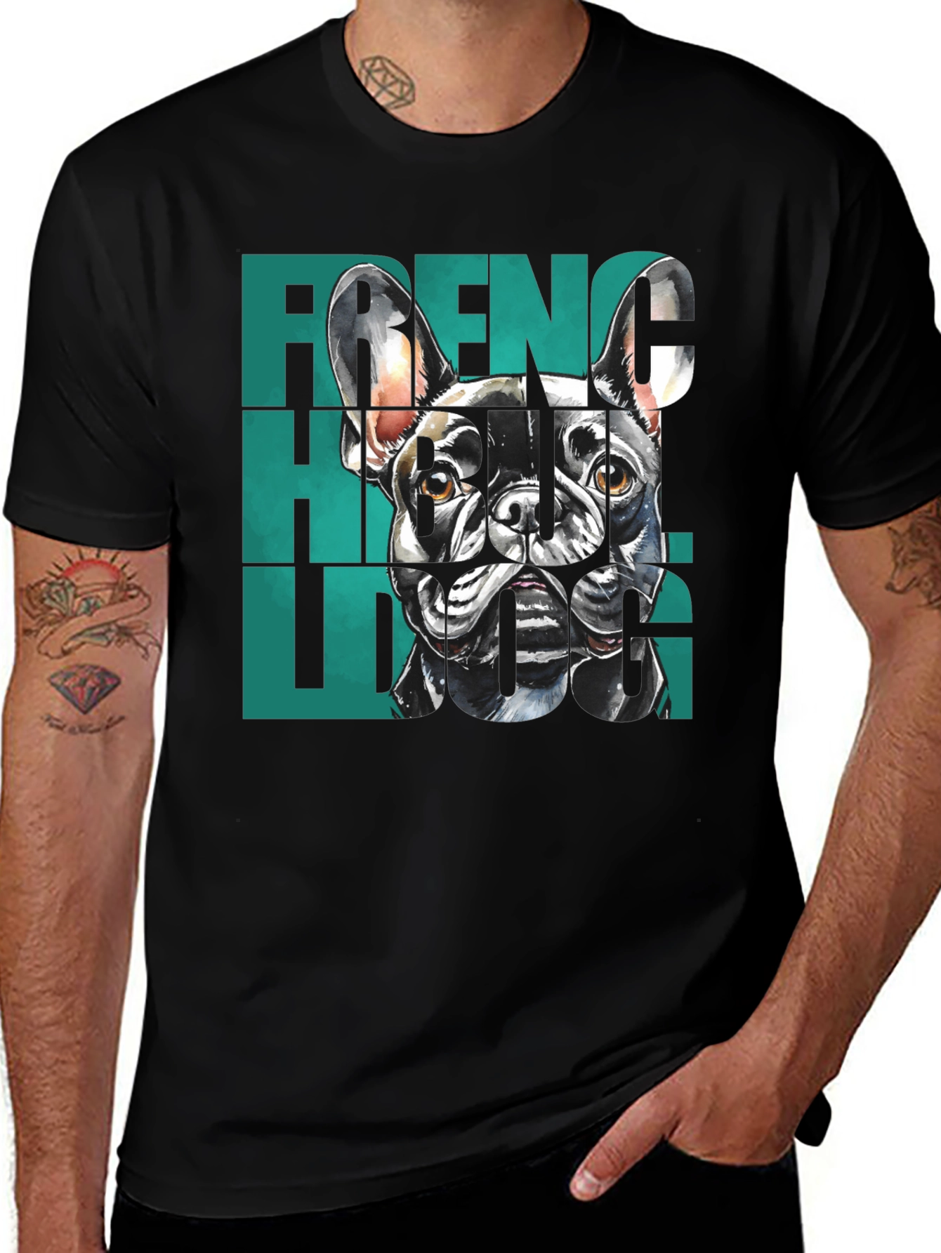 French Bulldog Graphic Tee - Stylish Mens Black T-Shirt