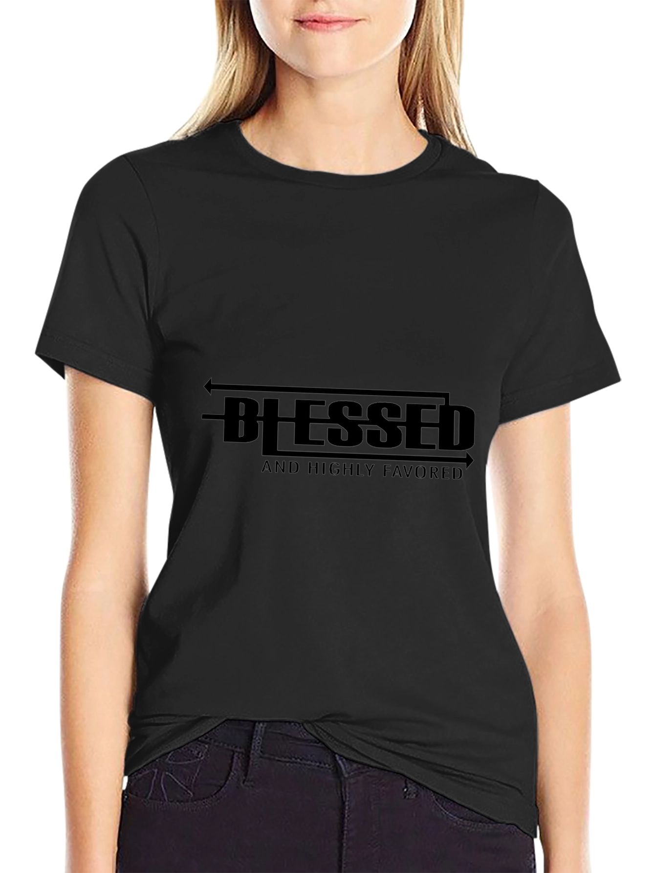 Blessed and Highly Favored Black T-Shirt