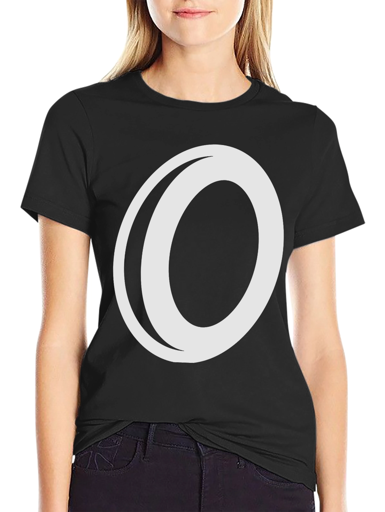 Bold Graphic Tee: Black T-Shirt with White O