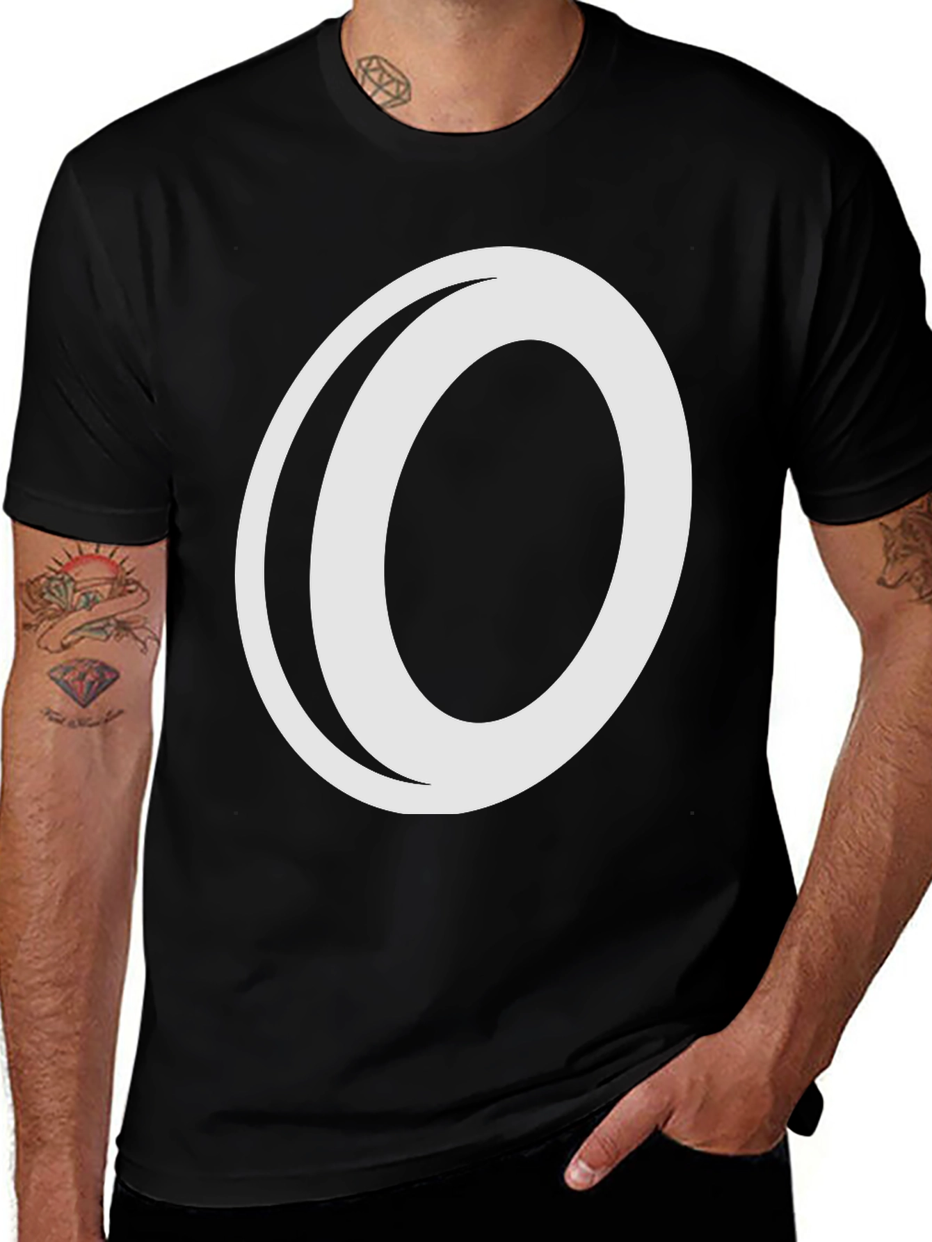 Bold Graphic Tee: Black T-Shirt with White O