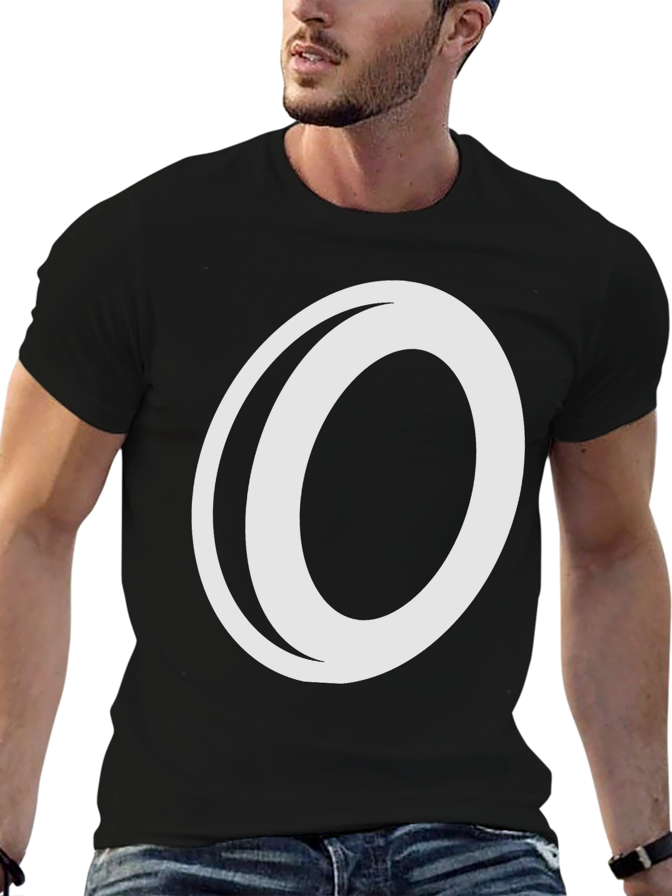 Bold Graphic Tee: Black T-Shirt with White O