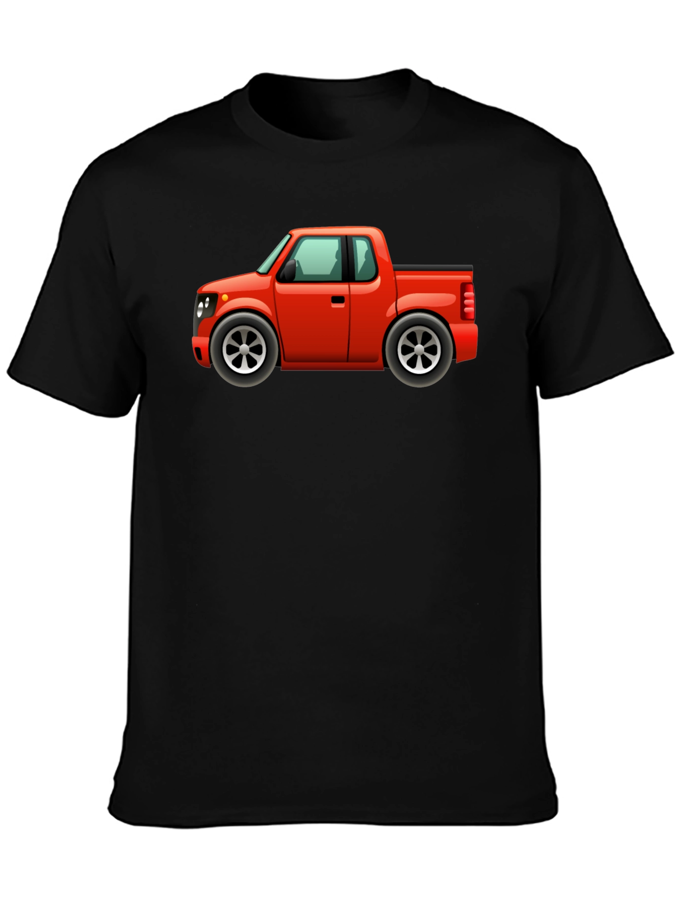 Cartoon Red Pickup Truck Black T-Shirt