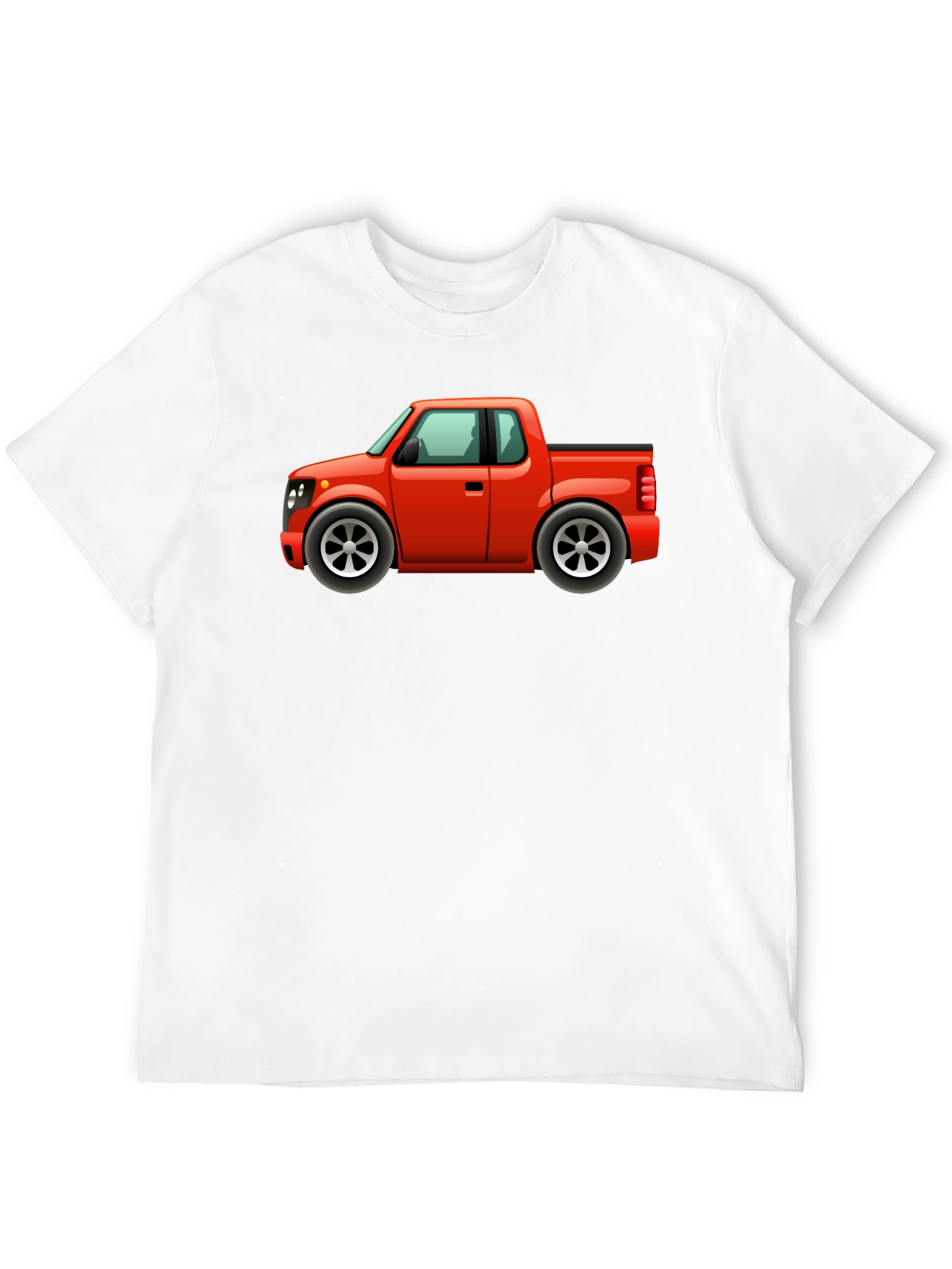 Cartoon Red Pickup Truck Black T-Shirt