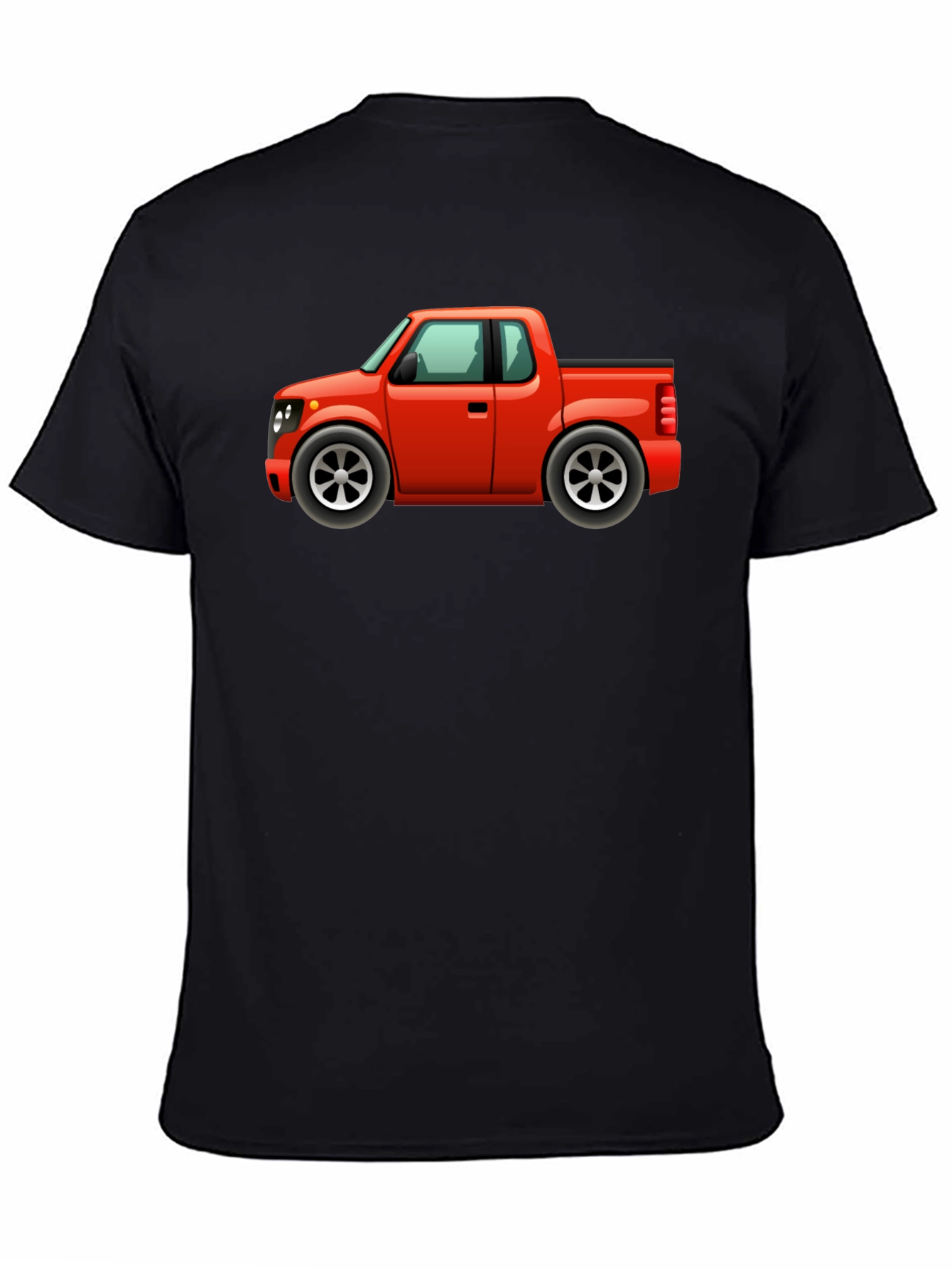 Cartoon Red Pickup Truck Black T-Shirt