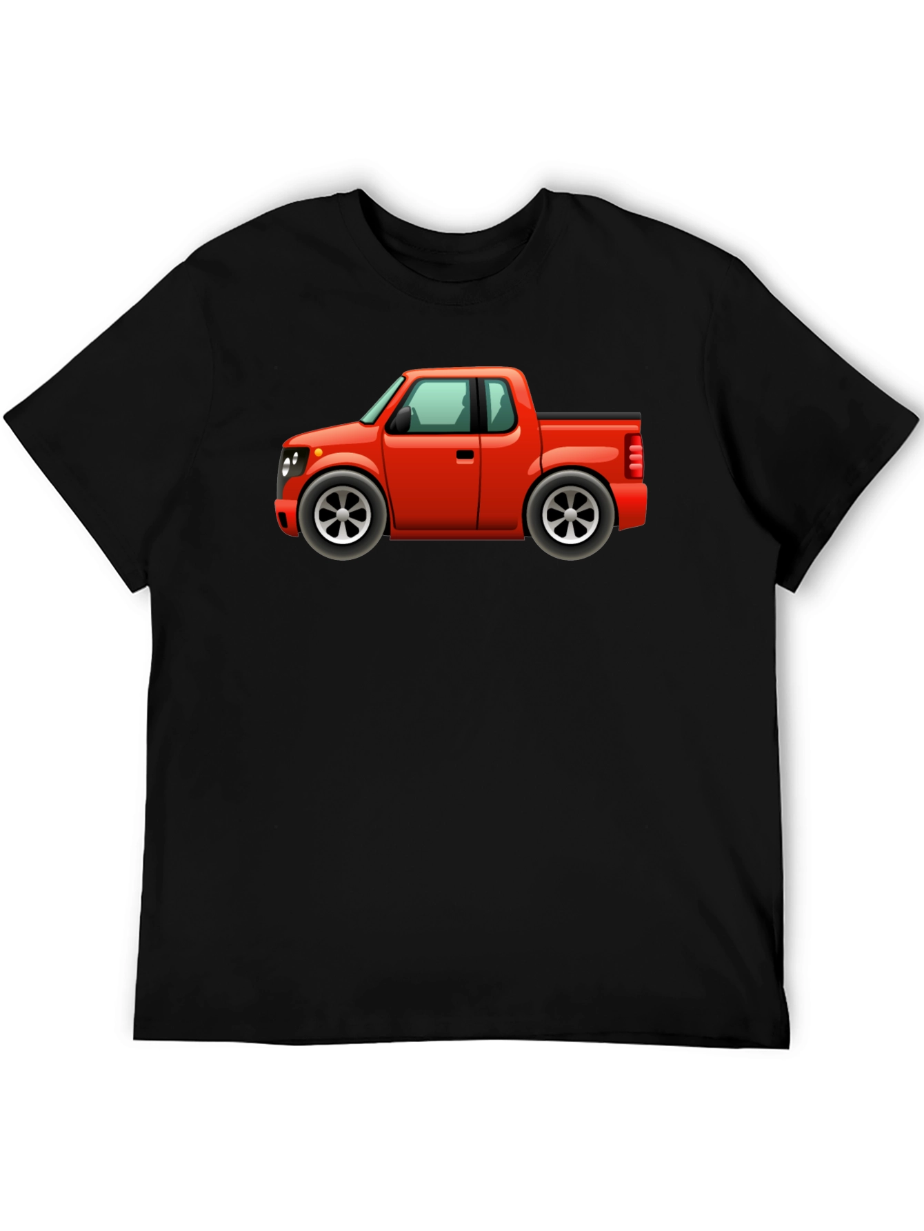Cartoon Red Pickup Truck Black T-Shirt