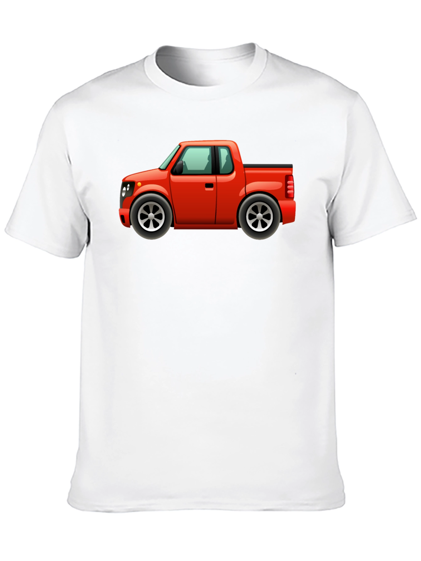 Cartoon Red Pickup Truck Black T-Shirt