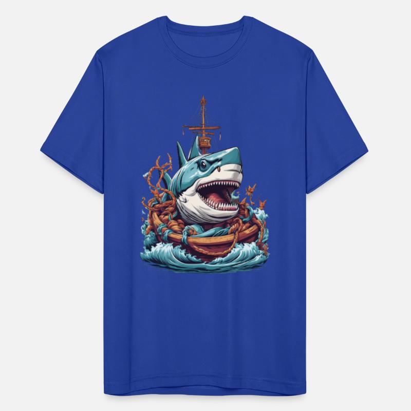 Shark Entangled Eating Pirate Ship