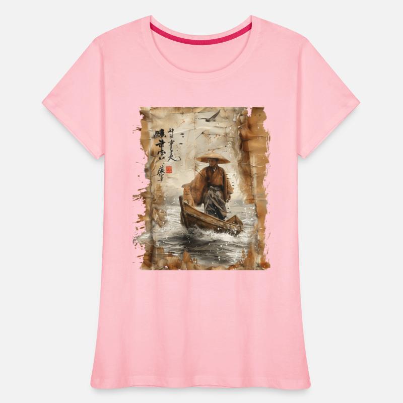 Silhouette Papyrus Scroll Japanese Art Fisherman