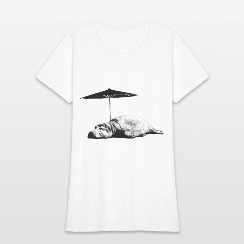 Sleeping hippo with parasol