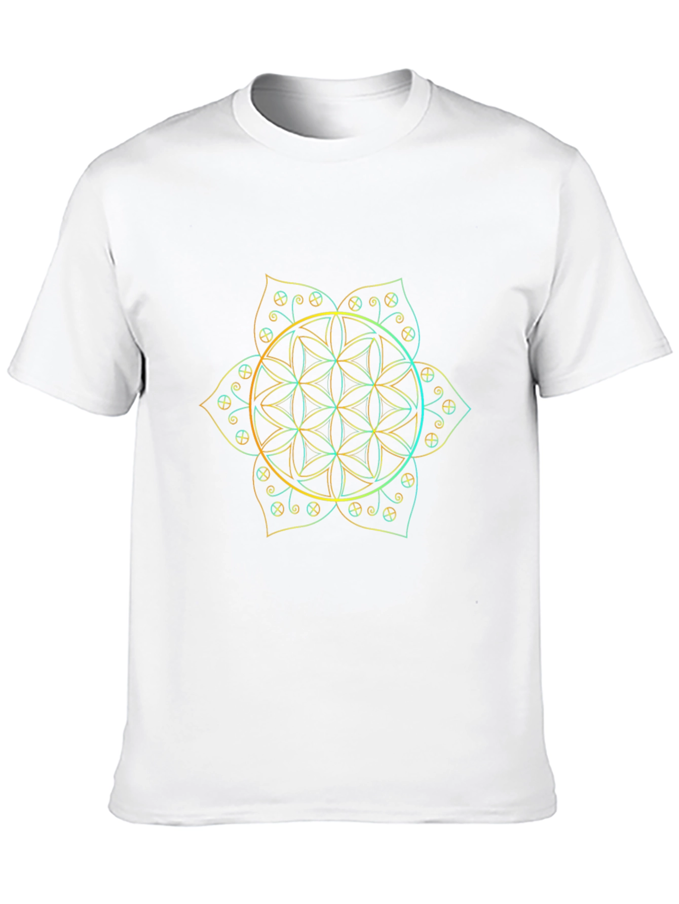 Geometric Flower of Life Graphic Tee - Black