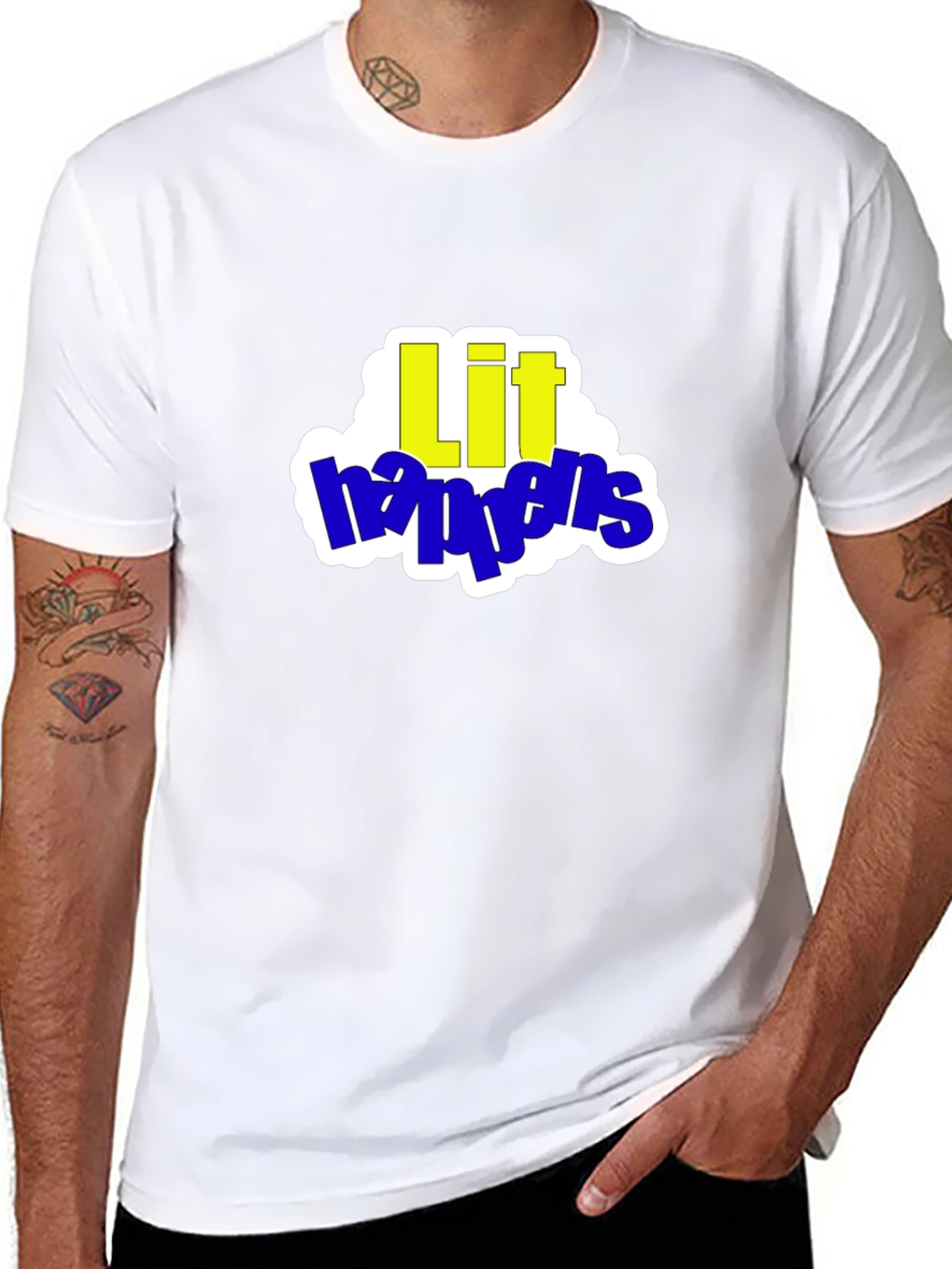 Lit Happens Graphic Tee - Trendy Crew Neck T-Shirt