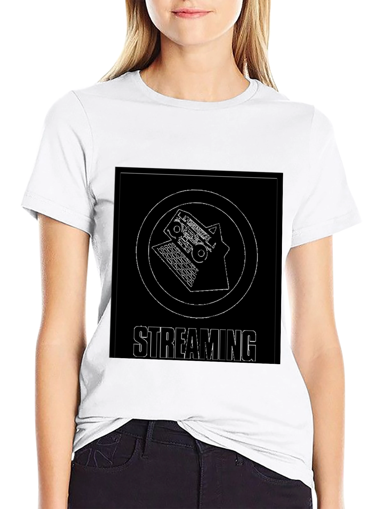Streaming Graphic Tee - Black Cotton T-Shirt
