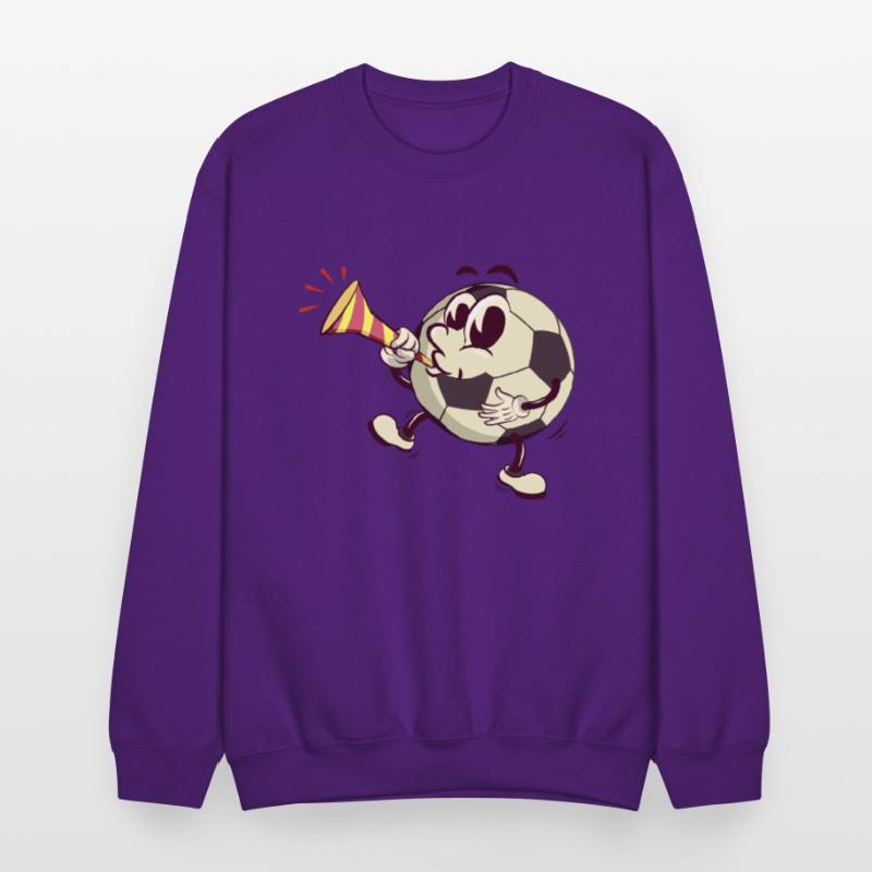 soccer ball cartoon blowing party trumpet