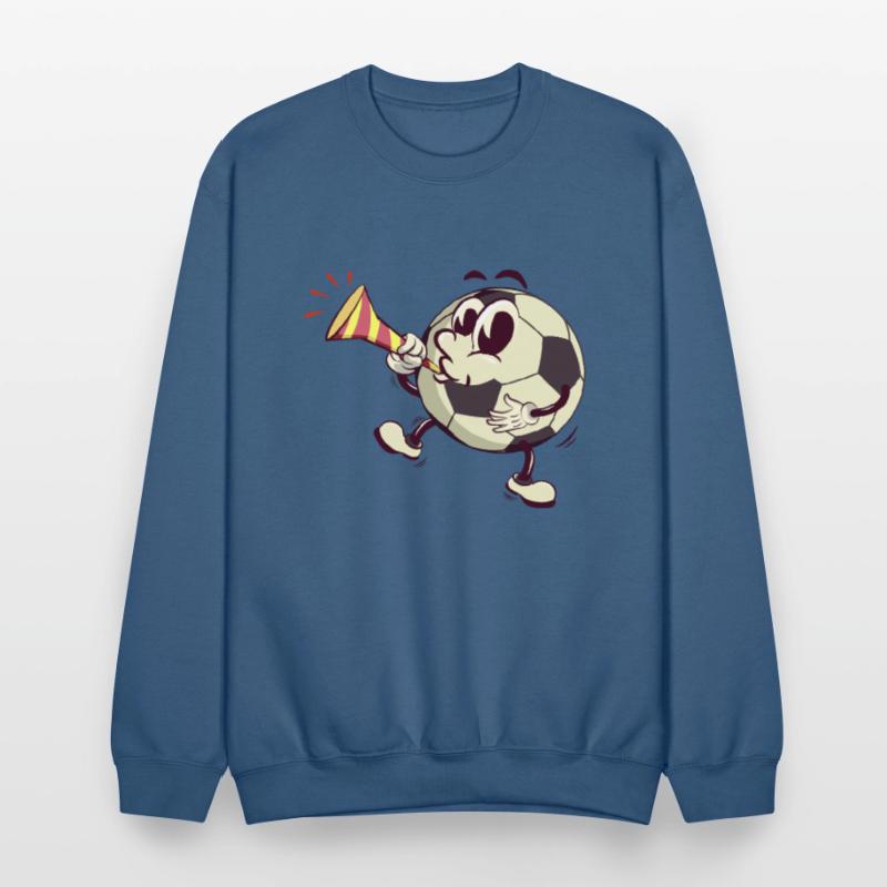 soccer ball cartoon blowing party trumpet