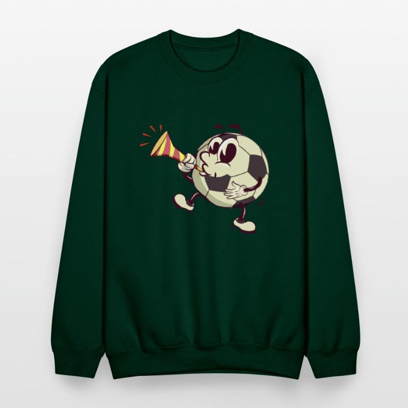 soccer ball cartoon blowing party trumpet