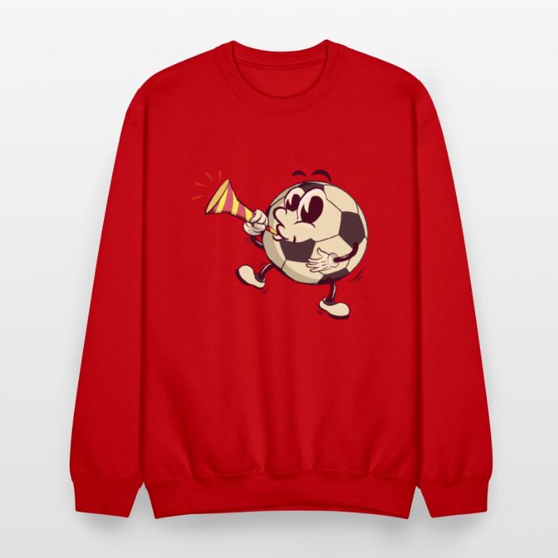 soccer ball cartoon blowing party trumpet