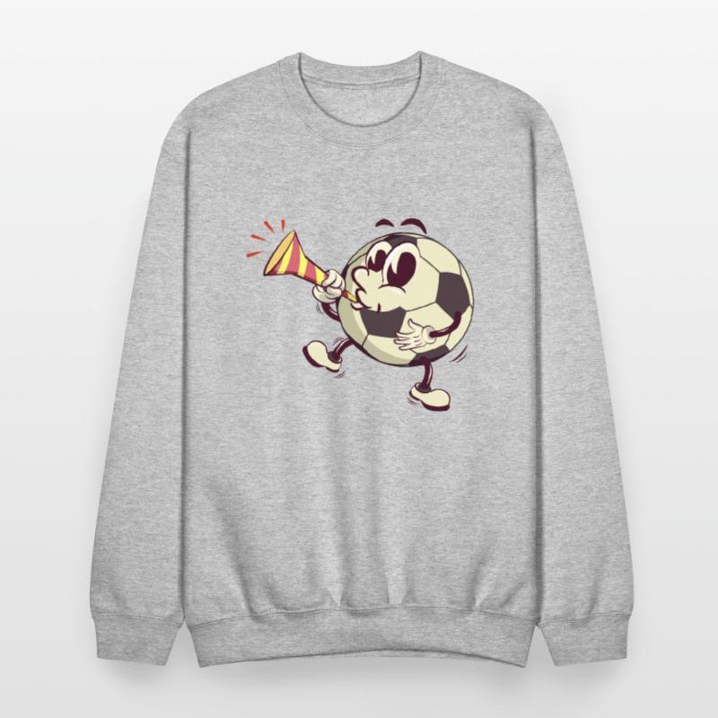 soccer ball cartoon blowing party trumpet