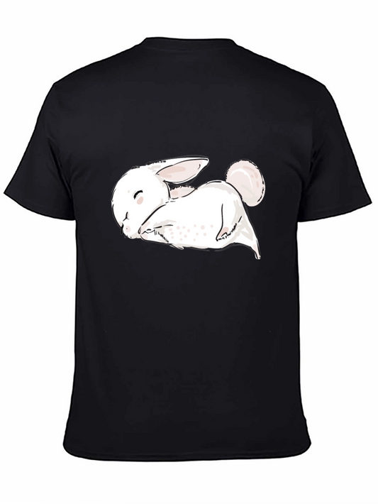 Cute Sleeping Bunny Black T-Shirt - Unisex Soft Cotton Tee