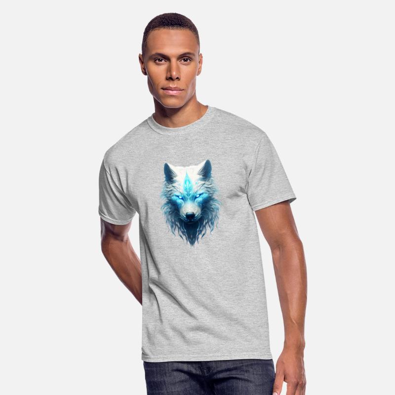 Spirit animal wolf with glowing blue tribal marks