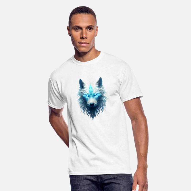 Spirit animal wolf with glowing blue tribal marks