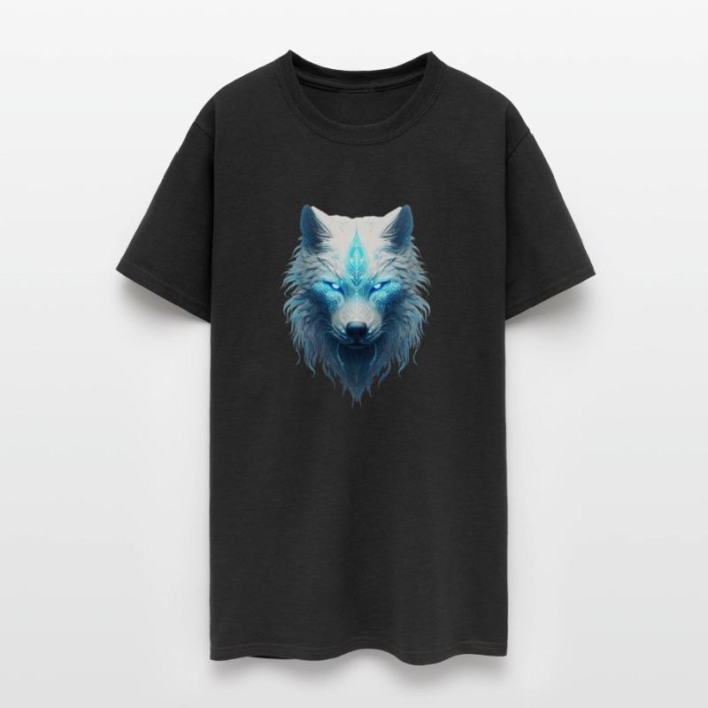 Spirit animal wolf with glowing blue tribal marks