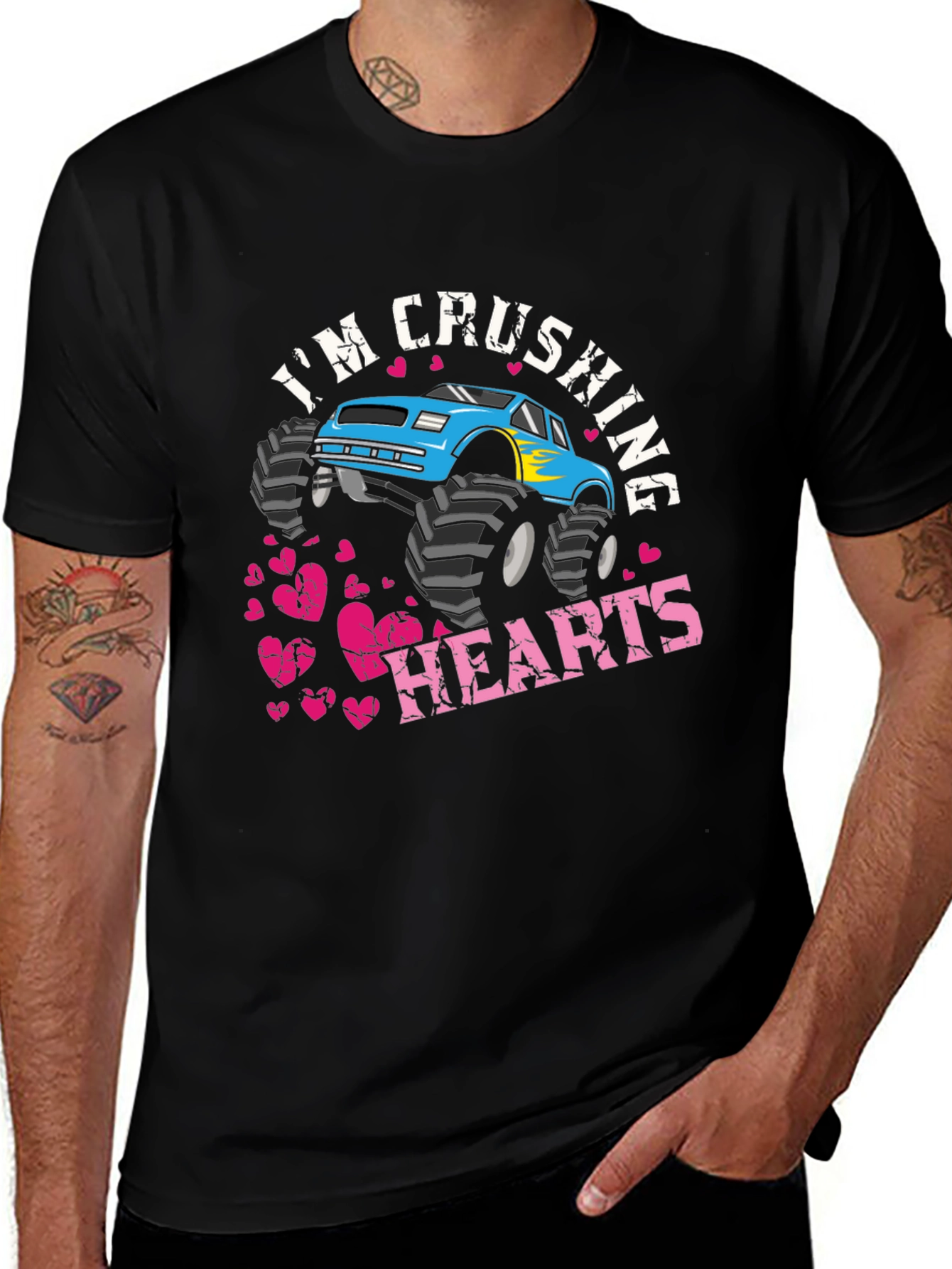 Im Crushing Hearts Monster Truck Graphic T-Shirt