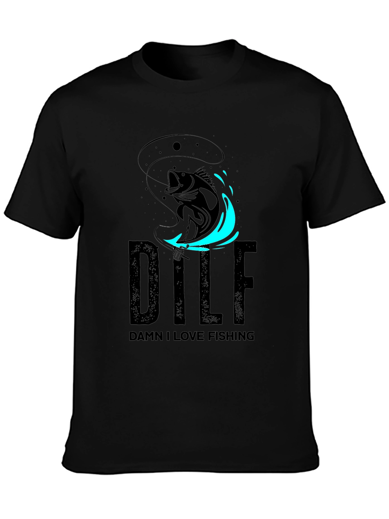 DILF Damn I Love Fishing Graphic Tee - Black