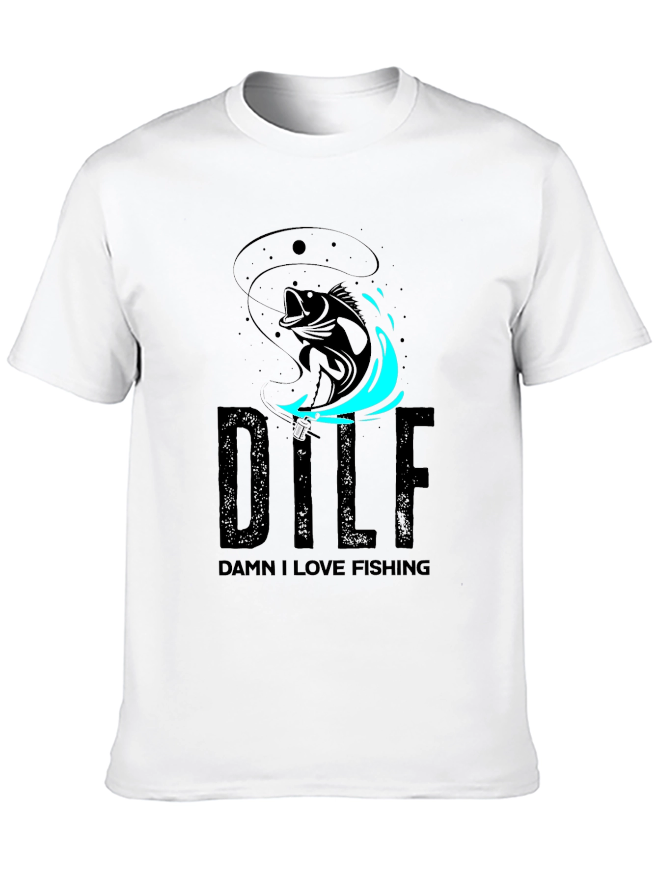 DILF Damn I Love Fishing Graphic Tee - Black