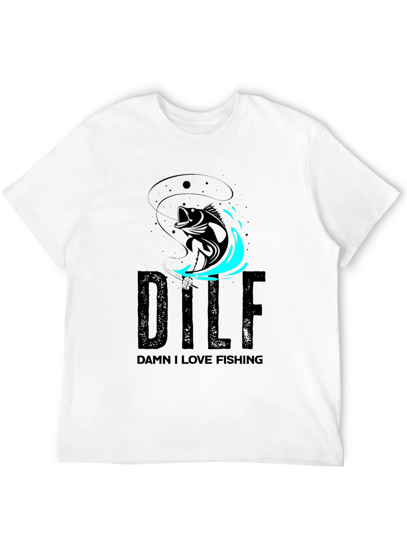 DILF Damn I Love Fishing Graphic Tee - Black