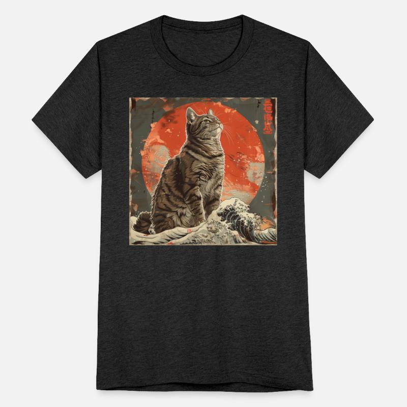 Sunset Silhouette Wave Papyrus Scroll Japanese