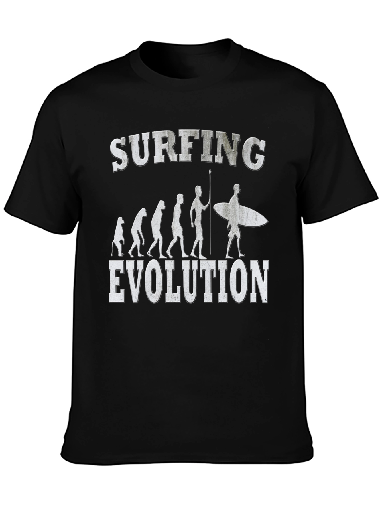 Surfing Evolution Graphic Tee - Black Cotton