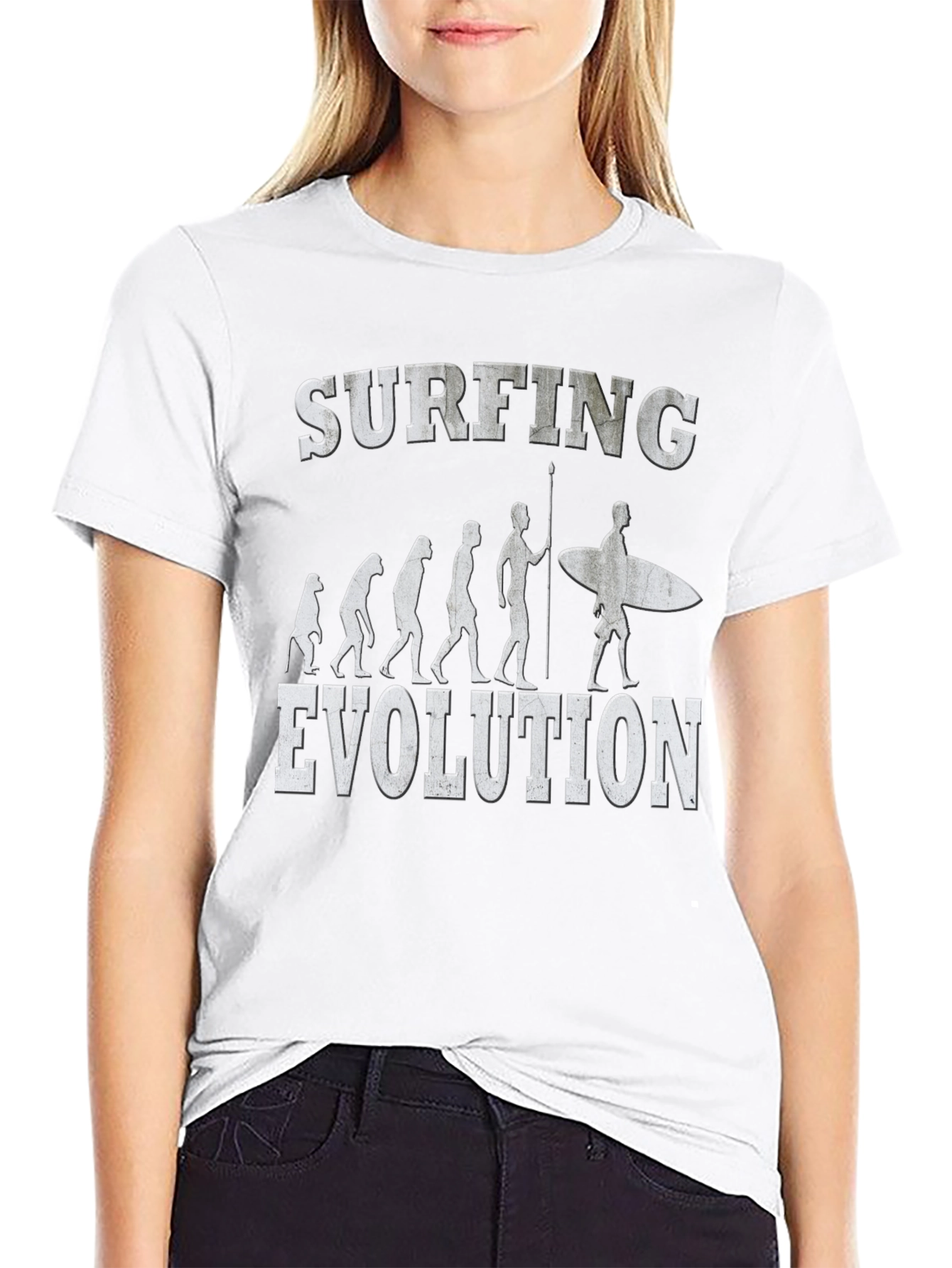 Surfing Evolution Graphic Tee - Black Cotton