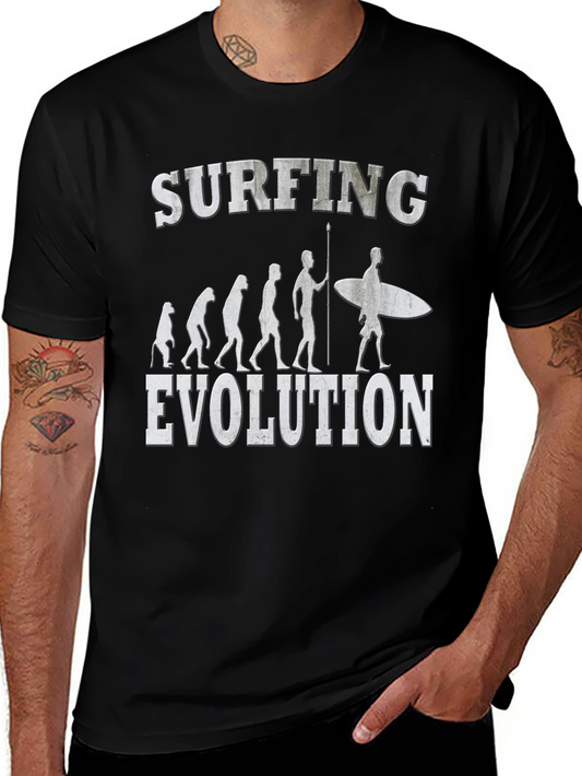 Surfing Evolution Graphic Tee - Black Cotton