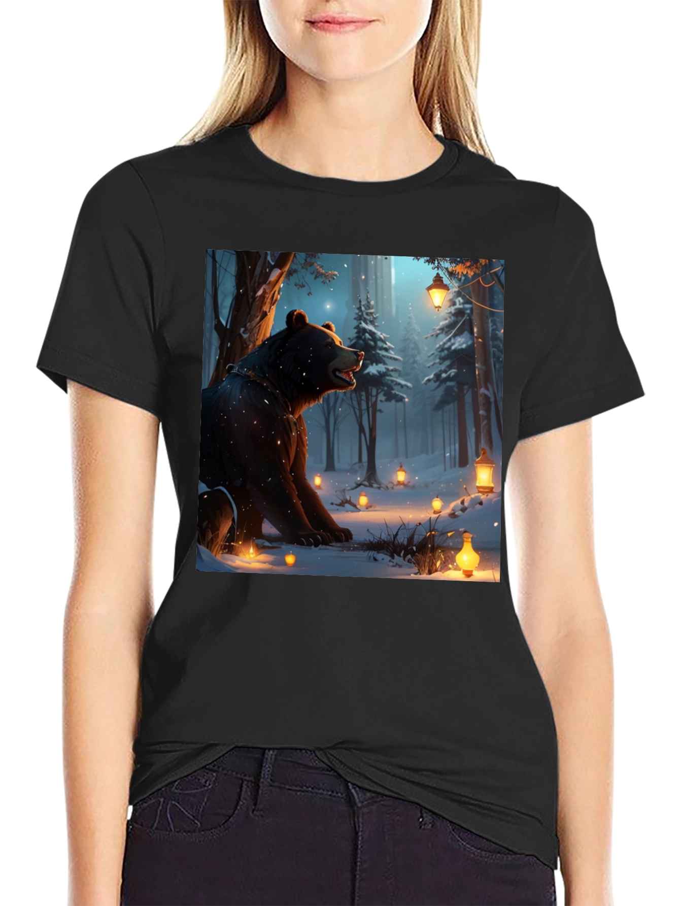 Bear in Winter Forest T-Shirt