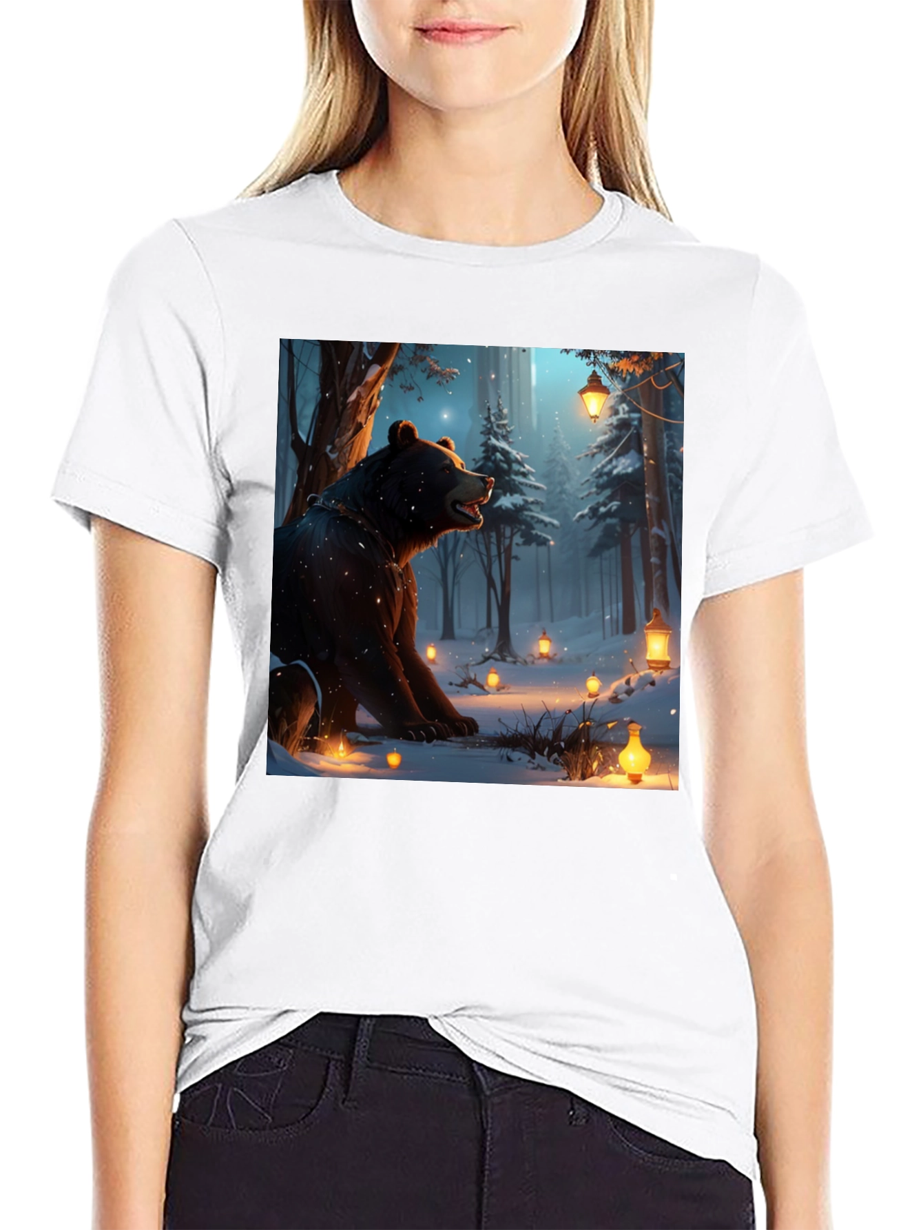 Bear in Winter Forest T-Shirt