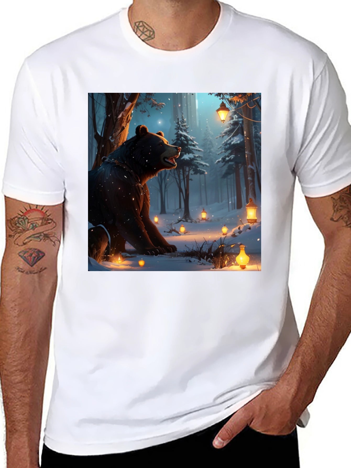 Bear in Winter Forest T-Shirt