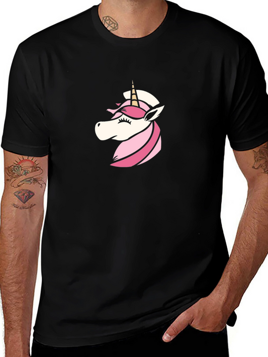 Unicorn Graphic Tee - Black Cotton Shirt