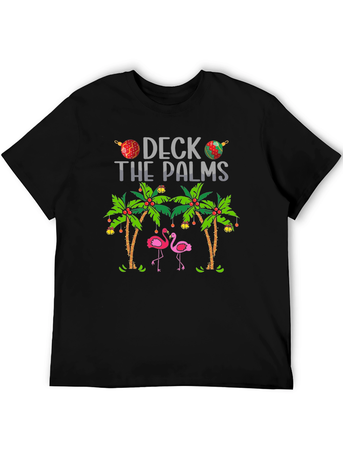 Deck the Palms Flamingo T-Shirt - Holiday Beach Vibes