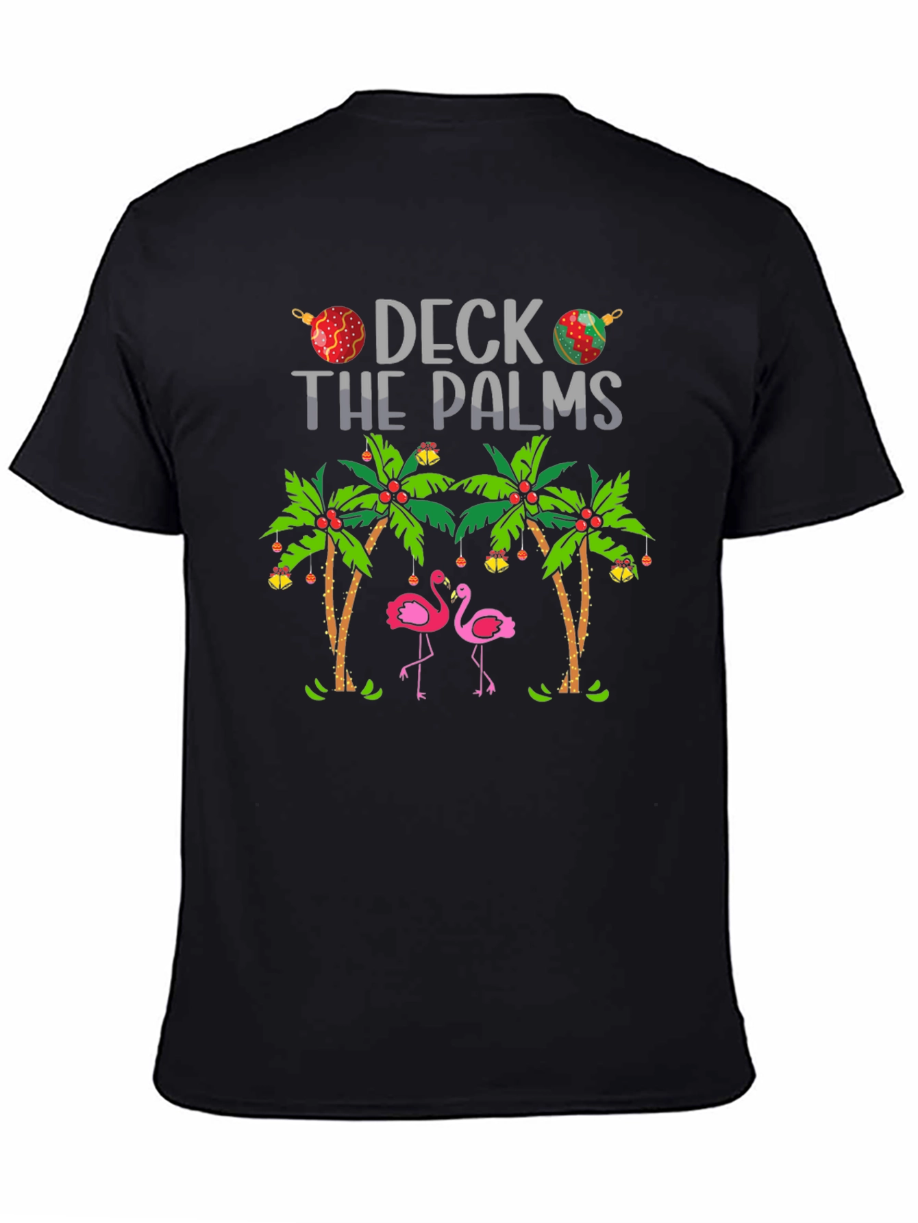 Deck the Palms Flamingo T-Shirt - Holiday Beach Vibes