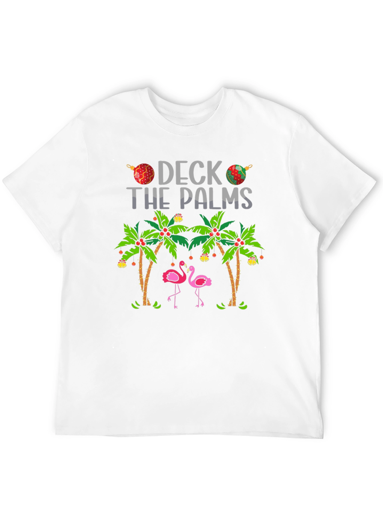 Deck the Palms Flamingo T-Shirt - Holiday Beach Vibes