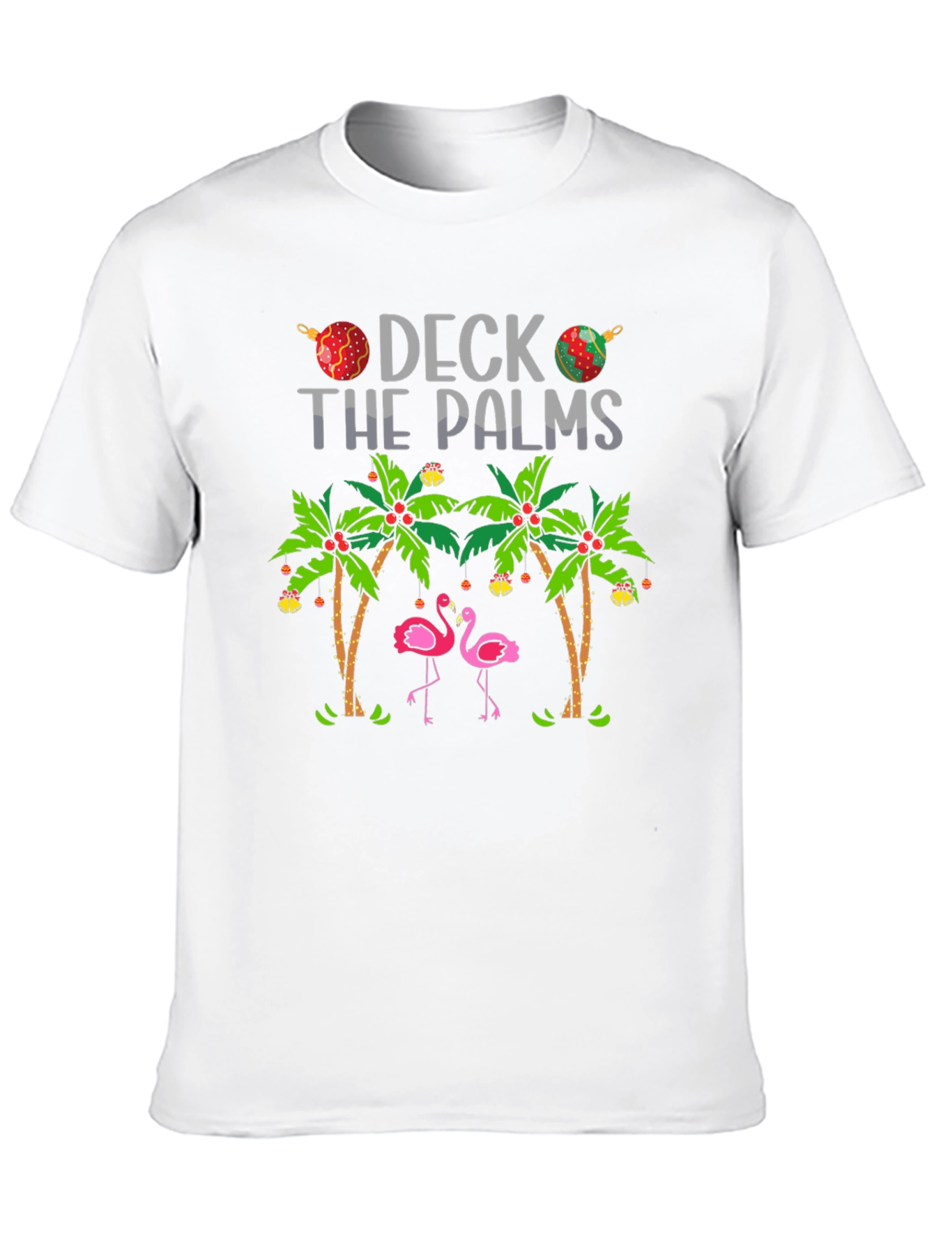 Deck the Palms Flamingo T-Shirt - Holiday Beach Vibes