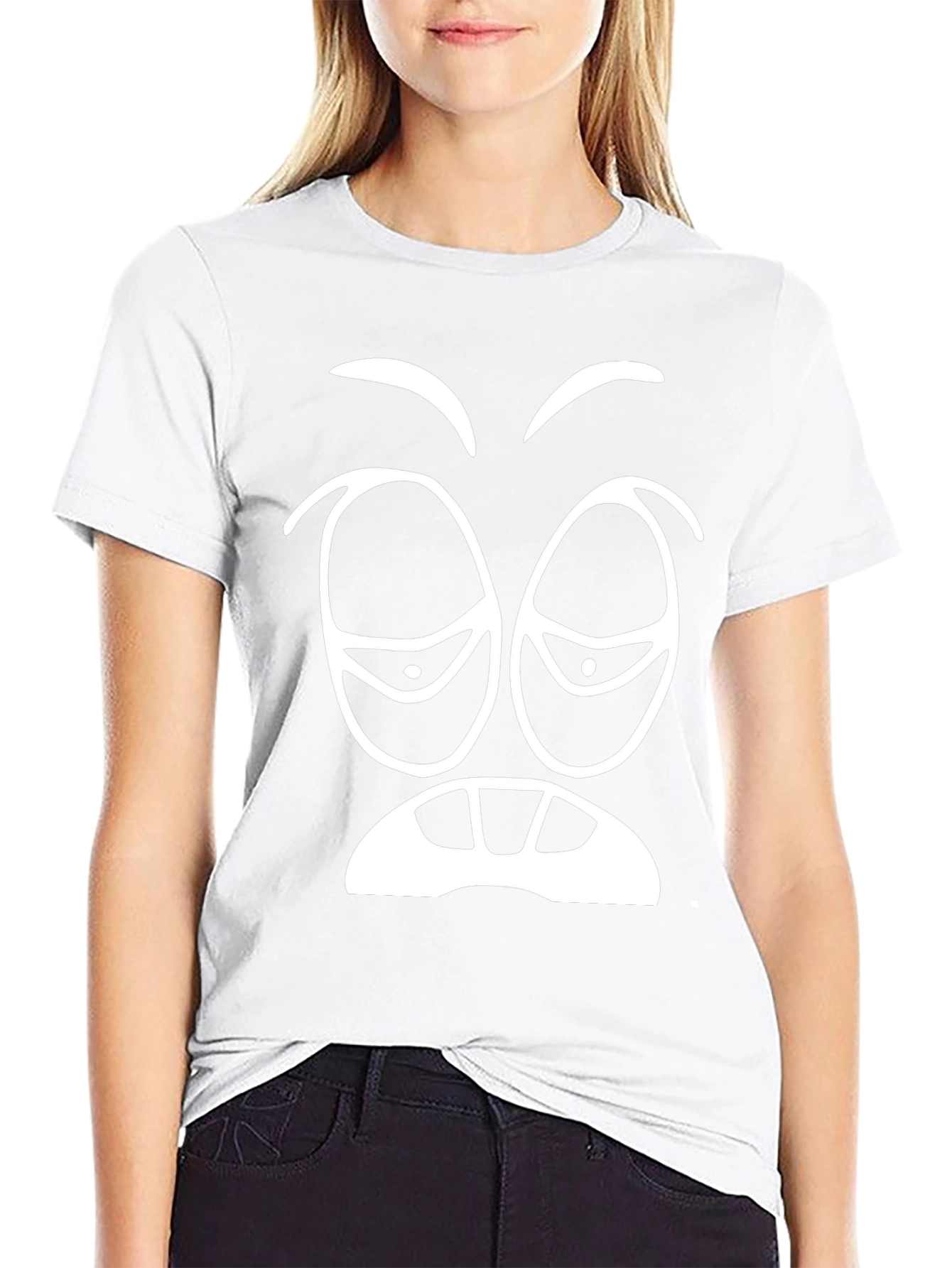 Funny Tired Face Graphic Tee - Black Cotton T-Shirt