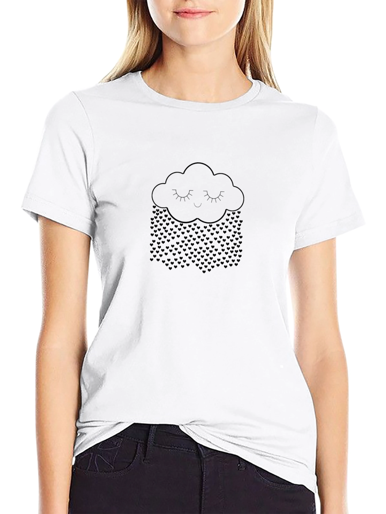Heart Rain Cloud Graphic Tee - Black