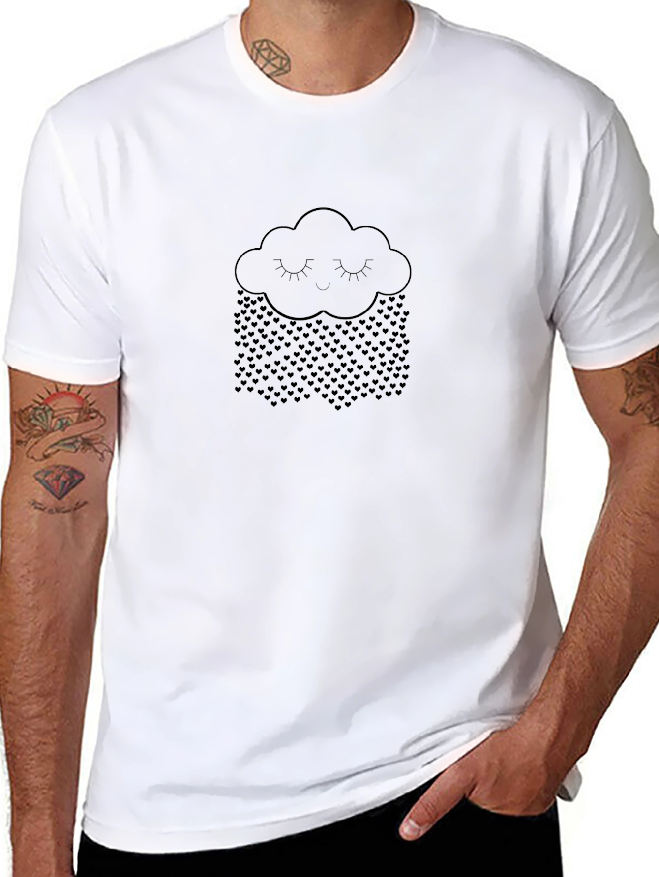 Heart Rain Cloud Graphic Tee - Black