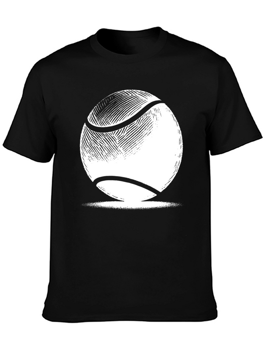 Tennis Ball Graphic Tee - Classic Black Cotton T-Shirt