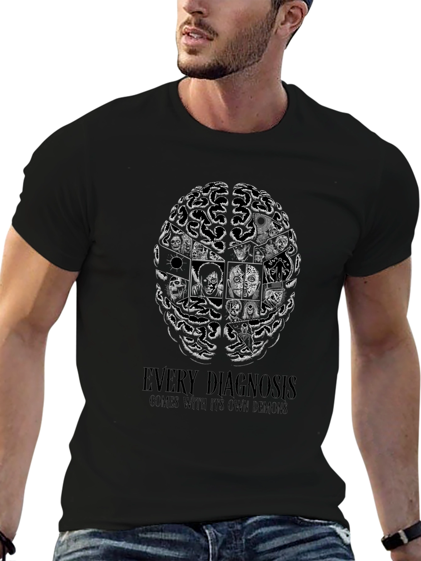Every Diagnosis Demon Brain Black T-Shirt