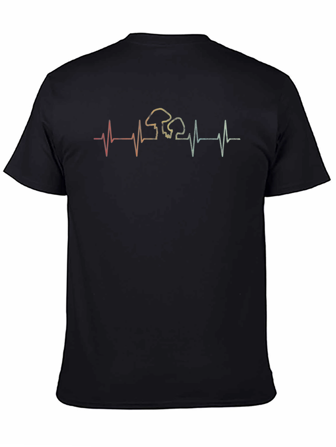 Mushroom Heartbeat Graphic Tee - Black Cotton T-Shirt