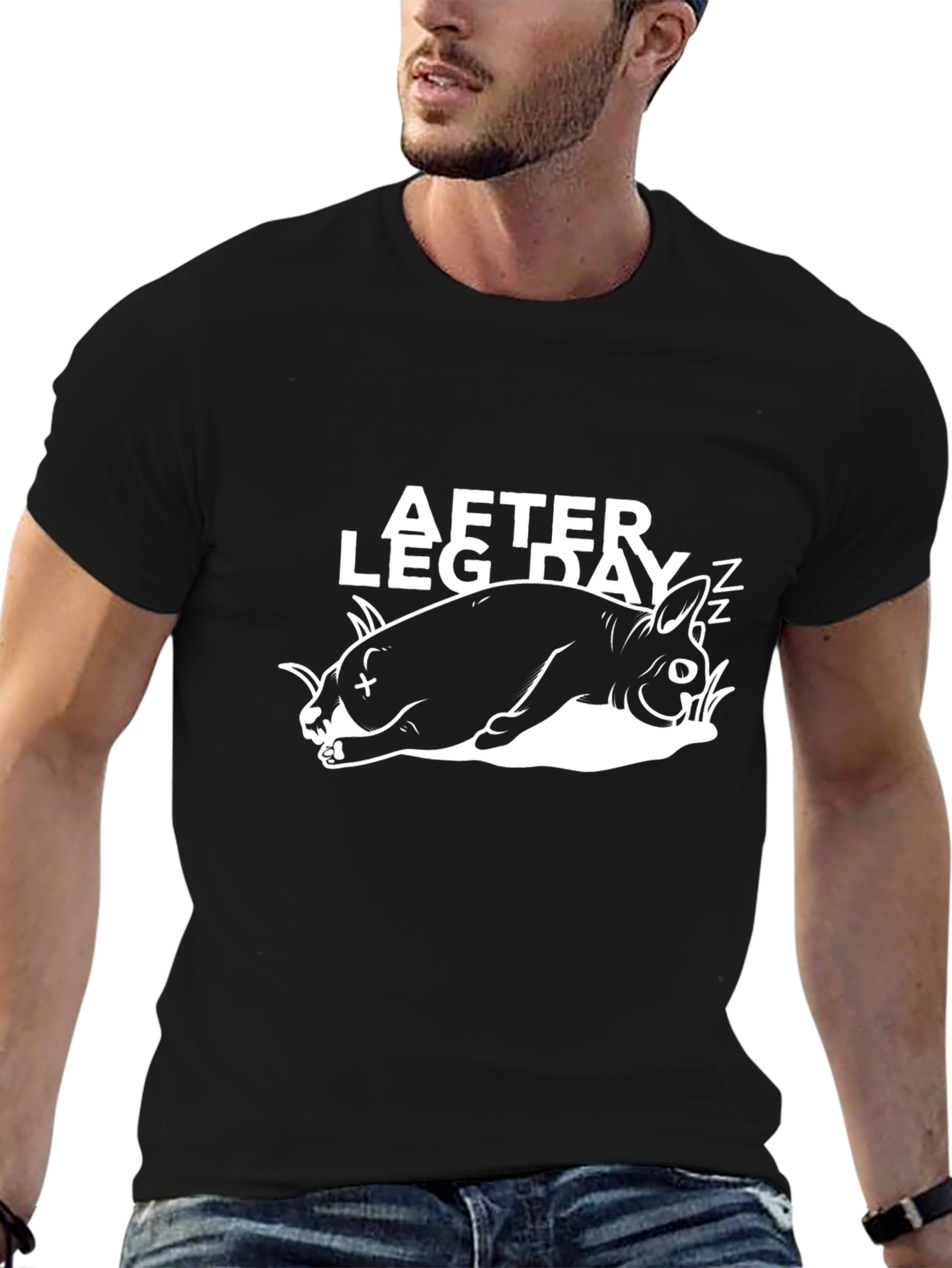 After Leg Day Bunny Graphic Tee - Black