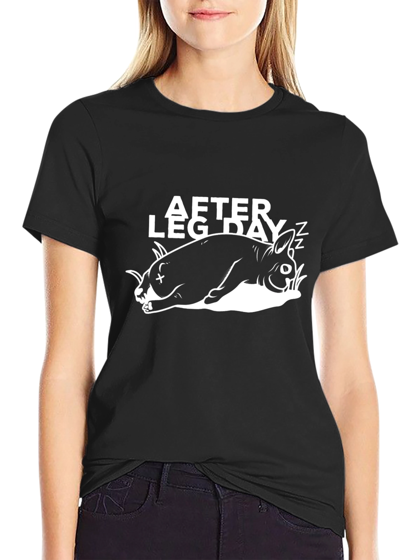 After Leg Day Bunny Graphic Tee - Black